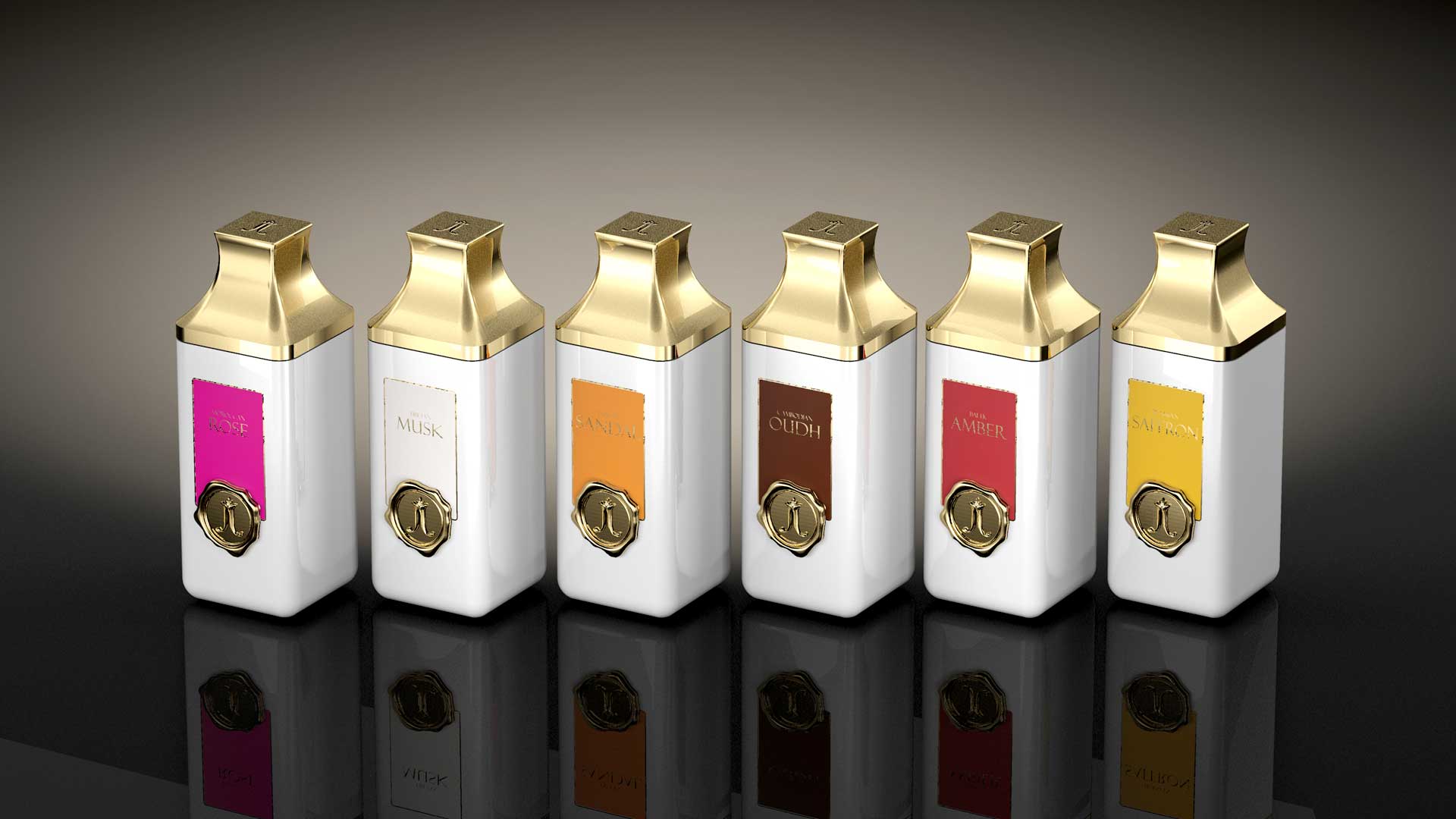 Specific cap and range concept for Jazeera perfumes